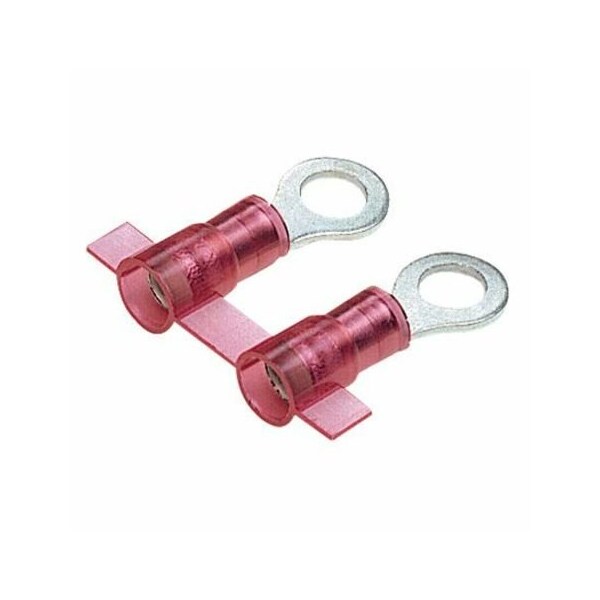 Ring Terminal, #6 Stud Size, 18 AWG, 600 V, Nylon Insulated, Red, Crimp Termination Only, 3000 PK